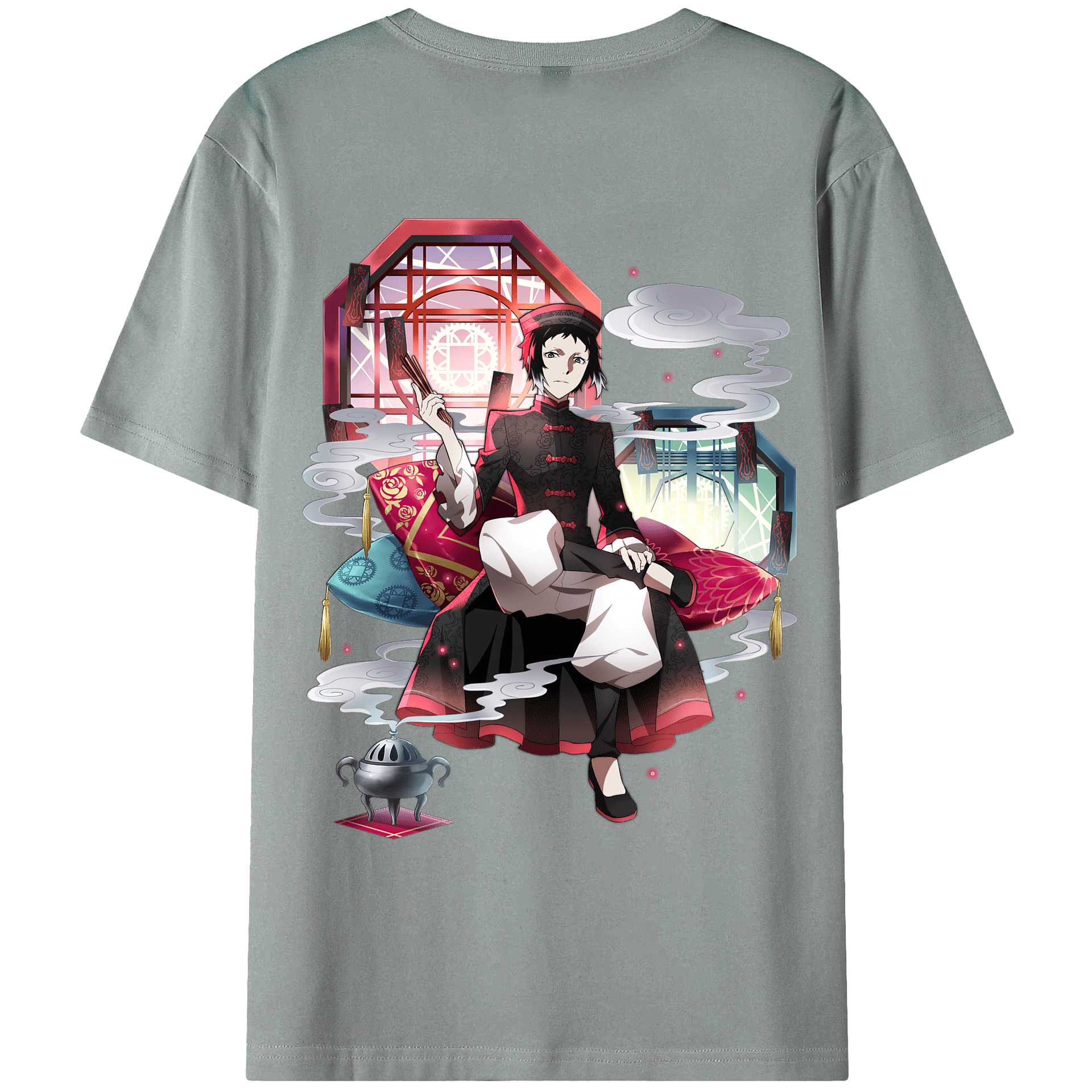 （画像用） 文豪ストレイドッグス Bungo Stray Dogs 綿100％ メンズ半袖Tシャツ（バックプリント） 通気性